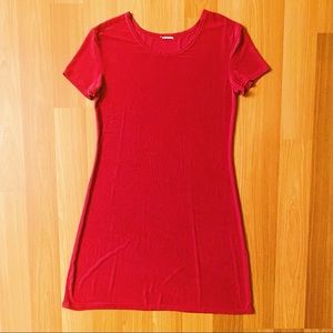 Vintage minimalist 90s stretchy pink minidress